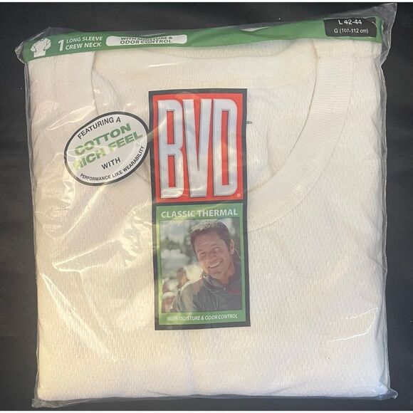 BVD Mens Thermal Long Johns Large 42-44 Cream Underwear Pants & Shirt NWT - Picture 4 of 6